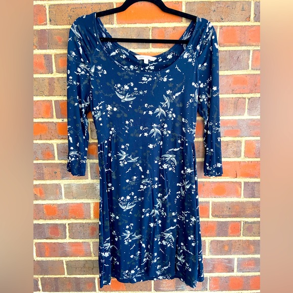 Navy Sparrow Mini Dress with 3/4 Sleeves - Picture 1 of 5